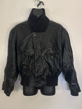 Bill Kaiserman Leather Bomber Jacket EU size 50 ~ XL Made in Italy Vintage